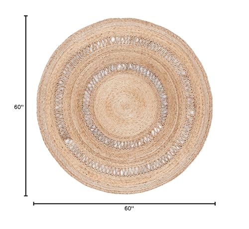 SAFAVIEH Natural Fiber Collection Area Rug - 5' Round, Natural, Handmade Boho Country Charm Jute, Ideal for High Traffic Areas in Living Room, Bedroom (NFB254A) - size: 5' (Round)