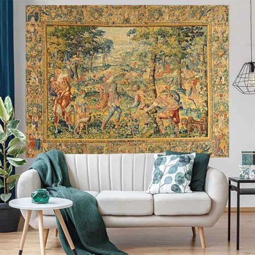 LATETOMT Renaissance Boho Tapestry Canvas Wall Art Tapestries Medieval Wall Tapestry for Bedroom Living Room Dorm Decor Tablecloth LTMTAYW475 - color: Brown-4, size: Customize