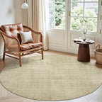 Joydeco 6ft Round Washable Area Rug Classic, Beige | Non-Slip Large Circle Carpet Low Pile for Living Room Bedroom Dining Room - color: Beige, size: 6' (Round)