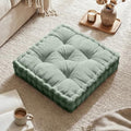 Intelligent Design Floor Pillow - Shredded Foam Filled Meditation & Yoga Cushion, Chenille Tufted, Handsewn Scalloped Edge, Oeko-TEX Certified, Azza, 20" x 20" x 5" Desert Sage - color: Desert Sage
