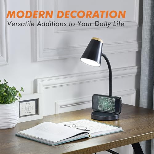 EJIAXIN Desk Lamp for College Dorm Room - Small LED Desk Lamp Touch Dimmable Reading Light for Home Office - Adjustable Flexible Gooseneck Table Lamp for Bedside Bedroom Nightstand Black - color: Black