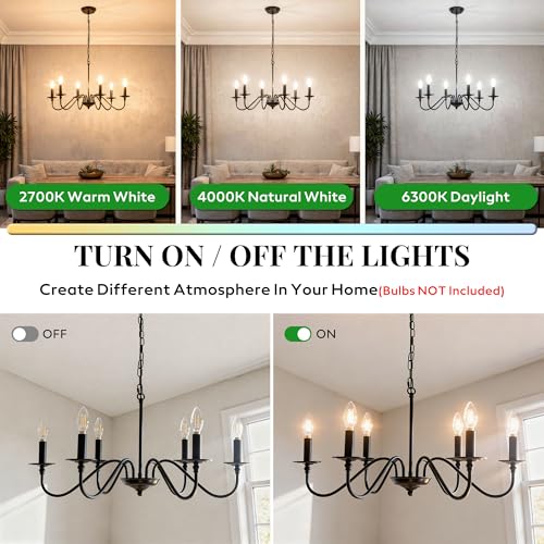 Black Chandelier, 6-Light Farmhouse Candle Chandelier 29'', Rustic Industrial Hanging Light Fixture for Dining Room, Kitchen Island, Living Room, Entryway, Bedroom, Foyer - color: Matte Black