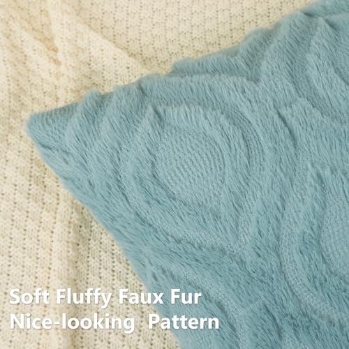 decorUhome Throw Pillow Covers 16x16 Inch Set of 2, Soft Plush Faux Wool Aqua Solid Couch Pillow Covers, Accent Farmhouse Neutral Square Pillow Cases for Sofa Bed Living Room - color: Aqua, size: 16" x 16" (Pack of 2)