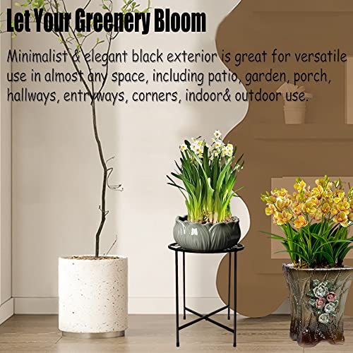 Plant Stand, 15'' Tall Plant Stands Indoor Outdoor Set of 2, Retro Design Round Plant Stand, Rust-proof Coated Metal Plant Pot Stand Flower Stands for Indoor Plants Patio Garden Home Decor - size: 15'' 2 COUNT