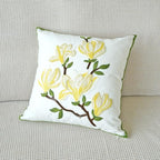 vctops Farmhouse Magnolia Flower Cotton Tufted Throw Pillow Cover Spring Floral Embroidery Pillowcase Soft Square Cushion Case for Sofa Couch Bed Chair (Yellow E,18"x18") - color: Yellow E