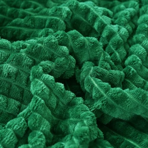 Puncuntex Flannel Fleece Throw Blanket Classic Green 50"×60",Super Soft Plush Cozy Blanket with Square Grid Design Luxury for Couch Sofa Chair - color: Classic Green, size: 50"×60"