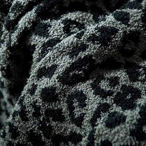Yarn Leopard Jacquard Throw Blanket Fringe Lightweight Cozy Bed Blanket Soft Throw Blanket fit Couch Sofa Suitable for All Season,Graphite/Carbon - color: Graphite/Carbon, size: 51"x71"
