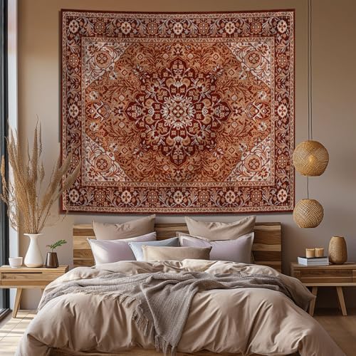 Tichgeim Boho Mandala Tapestry Wall Hanging for Bedroom,Hippie Aesthetic Bohemian Vintage Wall Art for Living Room Decor,Indian Floral Flower Medallion Wall Decor for Dorm 60" L x 51" W