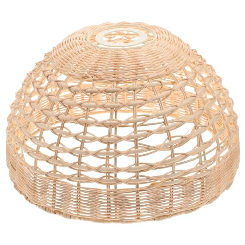 11" x 6.3" Natural Rattan Pendant Lamp Shade, Hand-Woven Wicker Replacement Lampshade with 1.61" Fitter for E26/E27 Base, Boho Coastal Hanging Light Cover for Kitchen Island, Dining Room, and Nursery