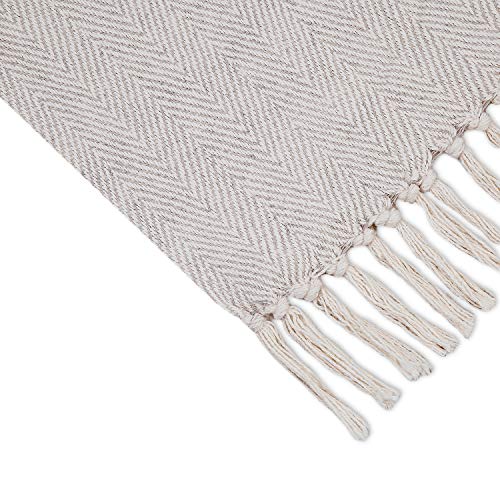 Americanflat 50x60 Throw Blanket - Soft and Breathable Cotton Throw Blanket for Couch, Bed, Chair - Decorative Blankets Perfect for Home, Office, or Outdoor Use - Cream Herringbone Design - color: Zaina Cream Herringbone