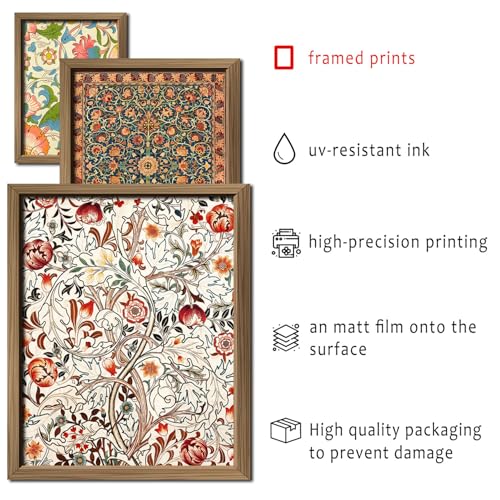 ANERZA 16 PCS Framed William Morris Wall Art Decor, Floral Wall Prints for Bedroom, Gallery Wall Frame Set, Vintage Posters for Living Room Aesthetic, Botanical Collage Kit, Dorm Home Artwork - color: MediumBlue, size: 12"x15" Framed