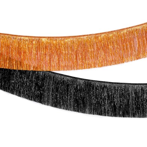 KatchOn, XtraLarge Black and Orange Fringe Banner - 6.5 Ft, Pack of 2 Fringes | Tinsel Garland for Basketball Theme Birthday Decorations | Orange Black Fringe Garland for Graduation Decorations 2026 - color: Orange and Black