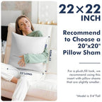 22x22 Pillow Inserts, Set of 2 Down Alternative Throw Pillows Insert for Bed, Sofa & Couch, Ultra Soft Fluffy Sleeping Pillow with 100% Cotton Cover - size: 22x22 Inch