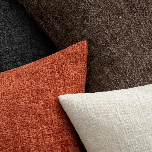 MIULEE Decorative Throw Pillow Covers 20x20 Pack of 2 Brown Couch Pillow Covers Soft Cozy Textured Chenille Pillowcases for Home Decor Sofa Living Room Cushion Bedroom - color: Brown, size: 20" x 20" (Pack of 2)