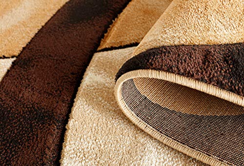 GLORY RUGS Area Rug Modern 8x10 Brown Circles Geometry Soft Hand Carved Contemporary Floor Carpet Fluffy Texture for Indoor Living Dining Room and Bedroom Area - color: Brown, size: 8' x 10' (Rectangular)