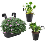 HowRU Metal Iron Flower Pots for Railing Fence Hanging Bucket Pots(5 Pcs) and Hanging Flower Pots Metal Iron Bucket Planter(10 Pcs) (Black) - color: Dark Black