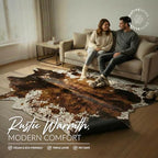 NativeSkins Faux Cowhide Rug 6'3" x 8'2" – Brown Cow Print Area Rug for Living Room & Bedroom – Non-Shedding, Flat-Lay, Pet-Friendly – Faux Suede Grip Backing – Vegan Western Farmhouse Decor - size: 6'3" x 8'2" (X-Large)