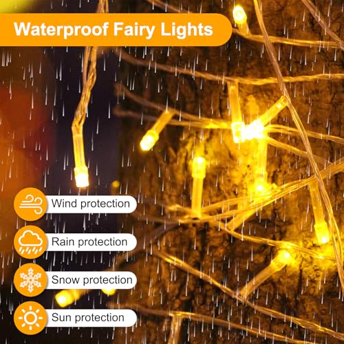 33 FT 100LEDs Christmas Lights Plug in,Outdoor Indoor Connectable Fairy Lights with Timer and 8 Modes,Christmas Tree Lights for Garden Party Wedding Christmas Decoration(Warm White) - color: Warm White