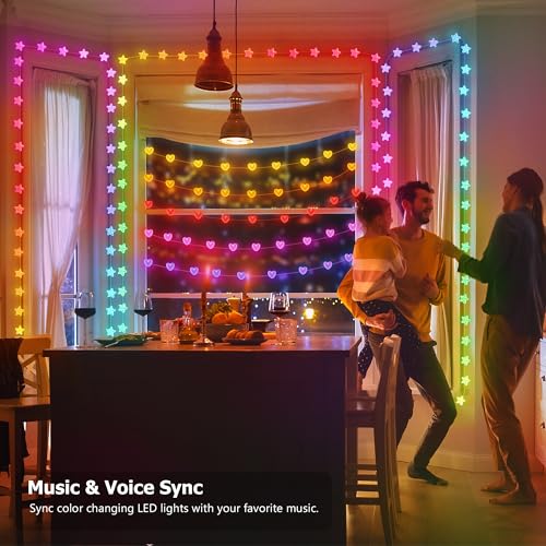 16.5ft Heart String Lights Valentines Day Decorations, 33 LED RGB Color Changing String Fairy Lights, 200+ Scene Modes for Christmas Valentines Day Decor Bedroom Backdrop Indoor Outdoor - size: Heart - 16.5ft