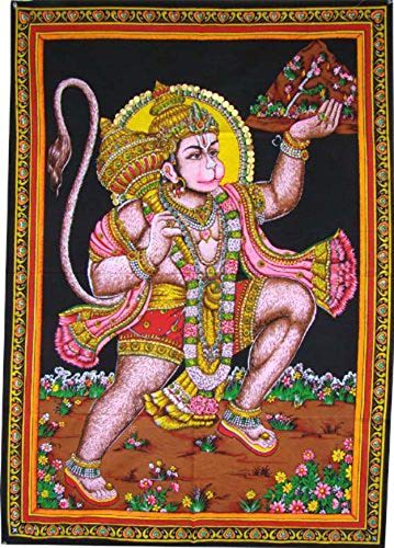 Rastogi Handicrafts Cotton Wall Hanging 40" X 30" Poster Size Home Decor (HANUMAN-G) - color: HANUMAN-G