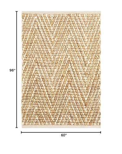 Dash and Albert Meghan Ivory/Natural Handwoven Jute Rug, 5 X 8 Feet, Neutral Geometric Pattern - Premium Luxury Hotel Quality Soft Breathable Hypoallergenic Machine Washable Easy Care All Season - color: Meghan Ivory/Natural, size: 5' x 8' (Rectangular)
