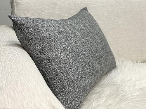 Aiking Home Imitation Burlap Lumbar Pillow Cover 12x18 Inch Vintage Faux Linen Rustic Natural Look, 1 Piece Elegance Farmhouse Style Accents Pillow Case for Indoor Use, Gray - color: Gray, size: 18" x 12" (Pack of 1)
