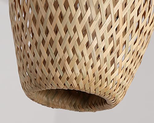 Bamboo Pendant Light Fixture One-Light Adjustable Boho Basket Handmade Woven Mini Pendant Lighting for Kitchen Island Sink Farmhouse Home - color: Natural-5