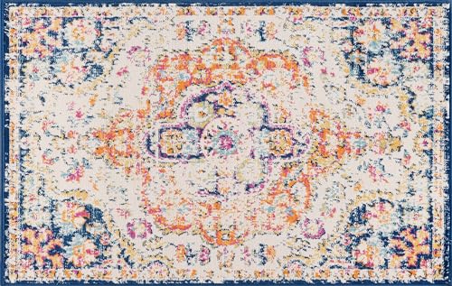 Rugshop Vintage Distressed Bohemian Area Rug for Living Room,Bedroom,Hallway Kitchen Entryway – Vibrant Multi-Color Tribal Design, 2'7" x 4' - color: Multi Color, size: 2'7" x 4' (Rectangular)