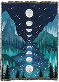 Pure Country Weavers Moonlight Garden Olive by Episodic Drawing - Gift Tapestry Throw Blanket Woven from Cotton - Made in The USA (72x54) - color: River and Sky, size: 72x54