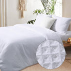 YINFUNG Waffle Duvet Cover King Cotton Textured Duvet Cover Set Striped Waffle Weave Knit Bedding Set Crisp White Farmhouse Luxury 104x90 - color: White, size: King