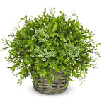 Hollyone Artificial Boxwood Plant in Woven Pot 9” Fake Potted Plants Topiary Boxwood Greenery Arrangement Centerpiece Faux Plants for Home Indoor Outdoor Farmhouse Office Desk Centerpiece Shelf Decor