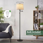 Ruiever Dimmer LED Floor Lamp,Tall Standing Lamp with Swing Arm,Black Lamp with Dimmer LED Bulb,Elegant Floor Lamp for Living Rooms & Bedroom (Black) - color: Black