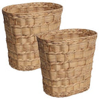 happimess HPM1401A-SET2 Miles Rustic Farmhouse Handwoven Water Hyacinth 4.5-Gallon Tapered Oval Wicker Watebasket, Natural (Set of 2) - color: Natural
