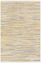 SAFAVIEH Rag Rug Collection Area Rug - 5' x 8', Gold & Multi, Handmade Boho Stripe Cotton, Ideal for High Traffic Areas in Living Room, Bedroom (RAR129N) - color: Gold/Multi, size: 5' x 8' (Rectangular)