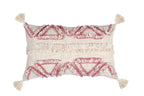 Boho Tufted Geometric Lumbar Throw Pillow Cover with Corner Tassels, Blush Pink Beige Fringe Decorative Rectangular Cushion Case for Sofa Couch Bed Living Room, Pillow Insert Not Included