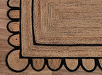 SVI Rug Scallop Pattern Jute Bohemian Area Rug (Black, 2'x6')