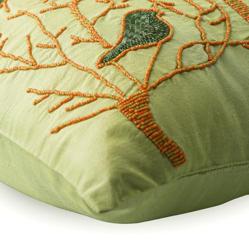 The HomeCentric Pillow Covers, Lime Green Throw Pillows for Couch 16x16 inch (40x40 cm) Silk Zippered Pillow Covers, Birds, Pigeon, Sequins Embellished, Modern Designer Toss Pillow - Pigeon Love - color: 16. Lime Green (Pigeon Love), size: 16" x 16" (Pack