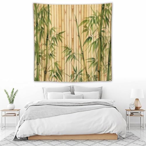 HZOHNAGO Bamboo Tapestry Chinese Style Green Leaves Printed Wall Tapestry Painting Wall Hanging for Bedroom Living Room Dorm 60" W x 60" H - color: Bamboo-6, size: 60"L x 60"W