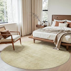 Joydeco 6ft Round Washable Area Rug Classic, Beige | Non-Slip Large Circle Carpet Low Pile for Living Room Bedroom Dining Room - color: Beige, size: 6' (Round)