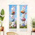 seewan 2 Pack Long Vertical Wall Tapestry, Boho Nature Landscape & Floral Aesthetic Wall Hanging for Bedroom Living Room Home Decor, Long Narrow Art Tapestry with Sunrise Mountain Botanical Designs, 13" × 51" (Cute Bunny Stack, 13"Wx51"H, Unframed) - colo