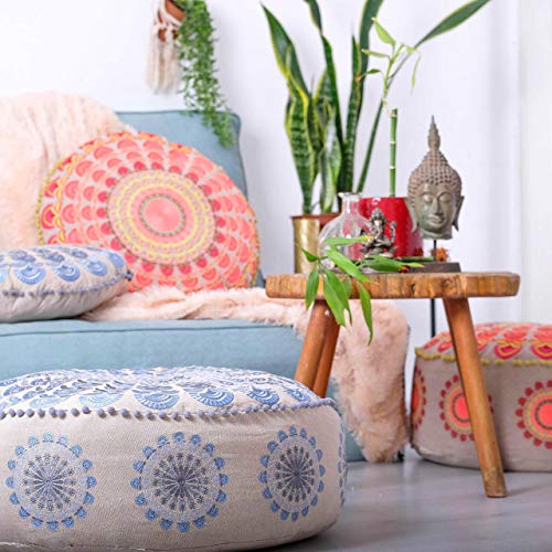 Mandala Life ART Bohemian Floor Cushion Cover –Luxury, Artisan Room Décor Pouf Case for Meditation, Yoga, and Boho Chic Seating Area Floor Pillow – Accent Your Living Room, Bedroom, More - color: Red Peacock, style: Pillow Cover