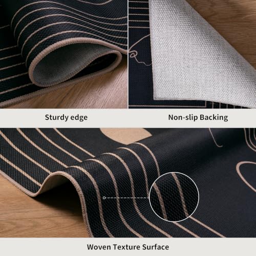 Tangsoo Easy Jute 2x3 Washable Outdoor Rug for Entryway,Black Non-Slip Rugs Modern Small Throw Mats Neutral Cat Pattern Indoor Entrance Carpet for Entry Kitchen Foyer Front Porch - color: Black Cat Pattern, size: 2x3ft