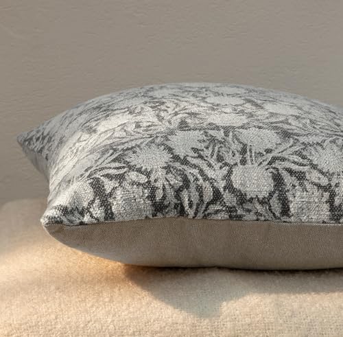 Handblock Printed Vintage Indian Cotton Decorative Throw Pillow Covers, Set of 2 (Iron Grey, 18" x 18" (Pack of 2)) - color: Iron Grey, size: 18" x 18" (Pack of 2)