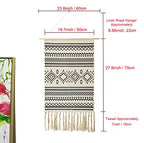 Macrame Woven Wall Tapestry Hanging Art, 20x34 H Large Boho Chic Bohemian Morocco Black White Folk-Custom Geometric Tapestries Decor for Apartment Dorm Kids Living Room Bedroom Door Entrance