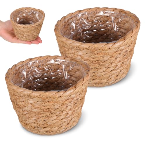 TOYANDONA 2pcs Modern Woven Plant Pots Natural Woven Planter Baskets Liner for Indoor Outdoor Random Color 5.1 inch