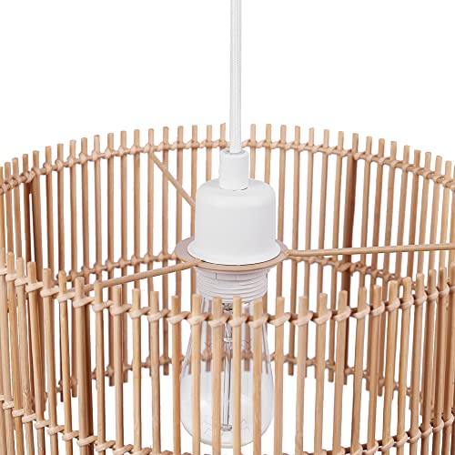 Globe Electric 65942 Tammi 1-Light Pendant Lighting, Natural Bamboo Shade, White Fabric Cord