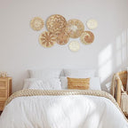 Xuhal 8 Pcs Boho Wall Basket Decor Decorative Bulrush Woven Basket Wall Decor Rustic Farmhouse Hanging Baskets for Kitchen Rustic Home Summer Decorations(Classic) - style: Classic