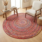 WeWove Hand Woven Area Rug 6 Feet Round - Jute Cotton Area Rug Rustic Farmhouse Boho Accent Rug for Living Room Bedroom Kitchen Dorm Entryway Hallway - Handcrafted Floor Rug - size: 6' (Round)
