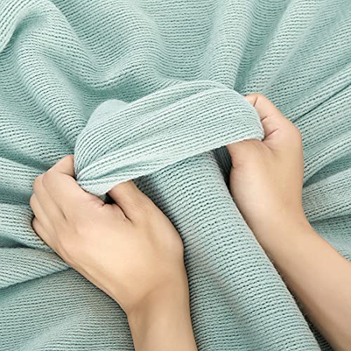 Homiest Decorative Knitted Throw Blanket with Fringe Soft & Cozy Tassel Blanket for Couch Sofa Bed (Light Green, 50x60) - color: Light Green, size: 50" x 60"