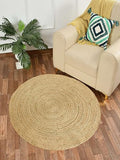 Handwoven 3FT Round Jute Area Rug Natural Reversible Rug for Bedroom Living Room Dining Room Office Kitchen and Entryway - size: 3' (Round)